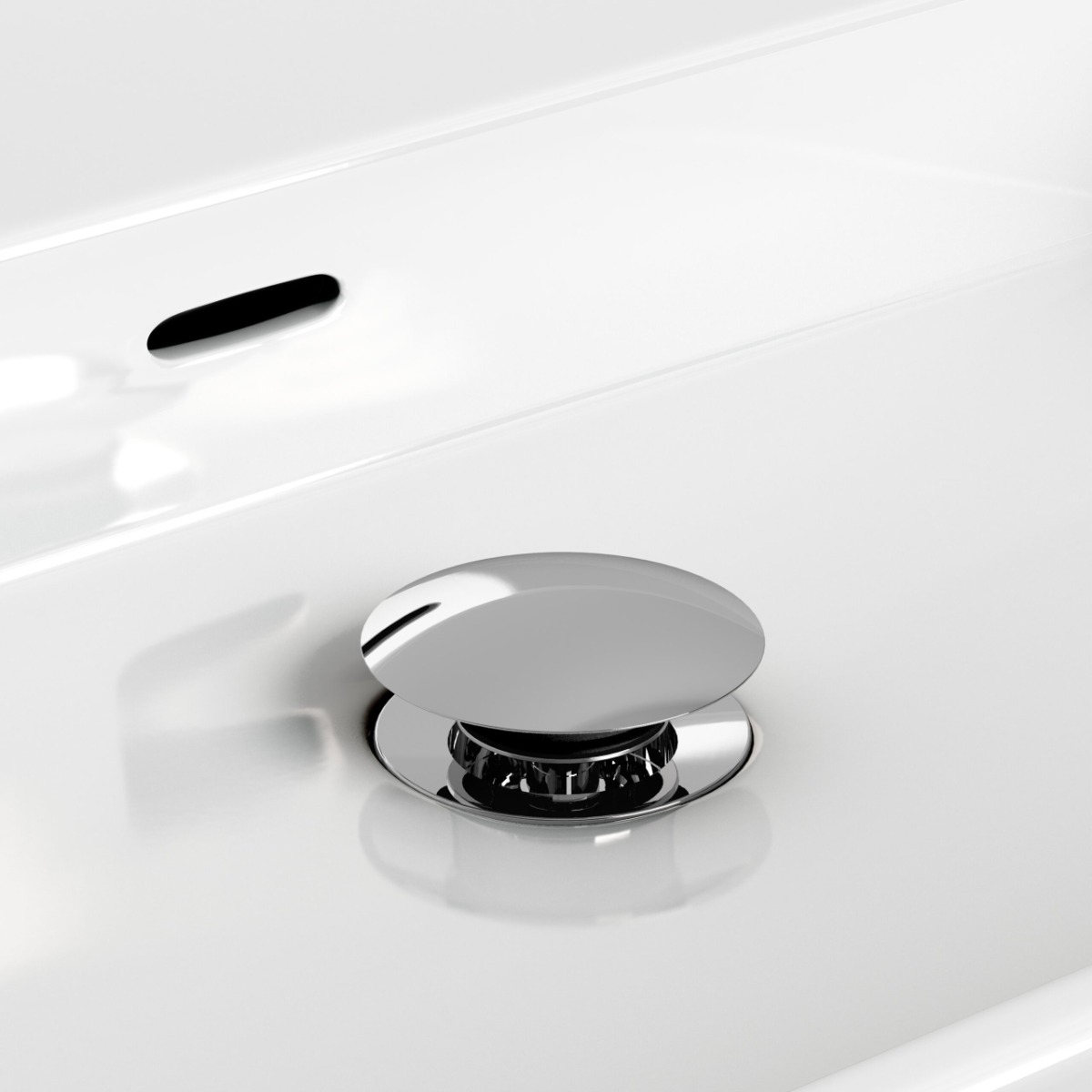 Clou - Inbe Stop/go Wastafel Afvoerplug, Zonder Overloop, Rond, Chroom - Hover