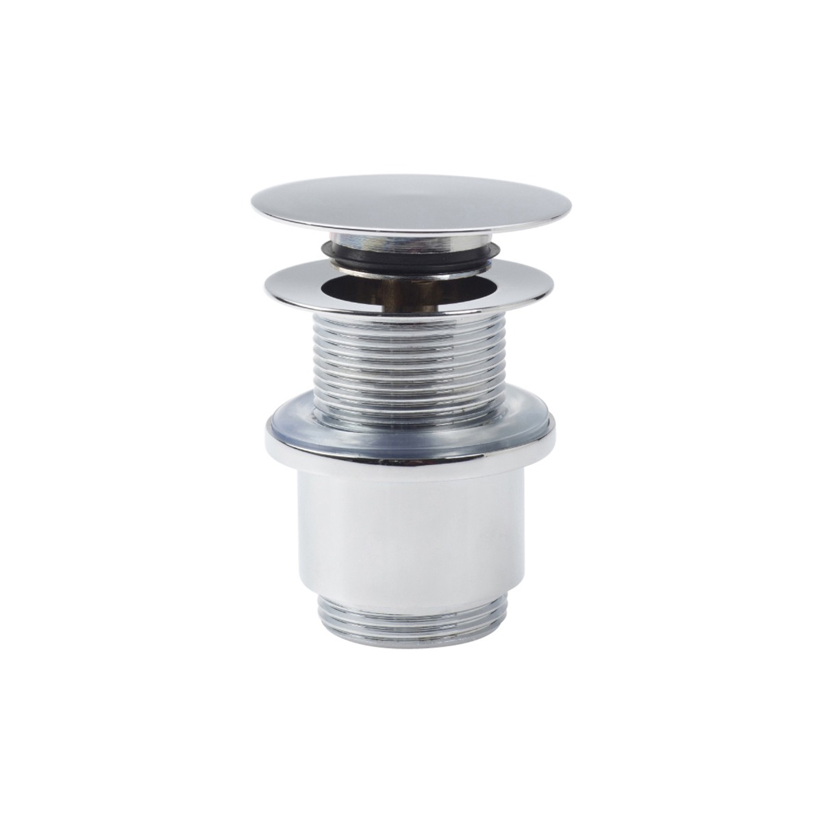 Clou - Inbe Stop/go Wastafel Afvoerplug Met Platte Afdekkap, Zonder Overloop, Rond, Chroom - Hover