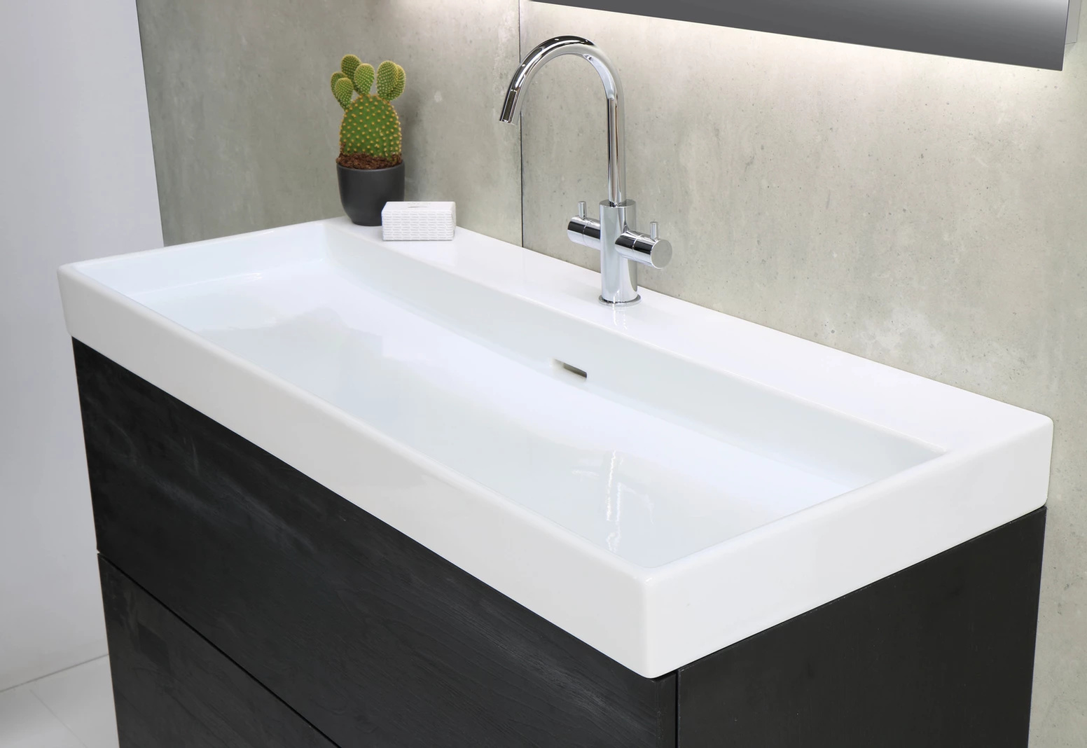 Ink Urban wastafel porselein zonder kraangat - Glans wit 700x450mm (bxd) - Hover