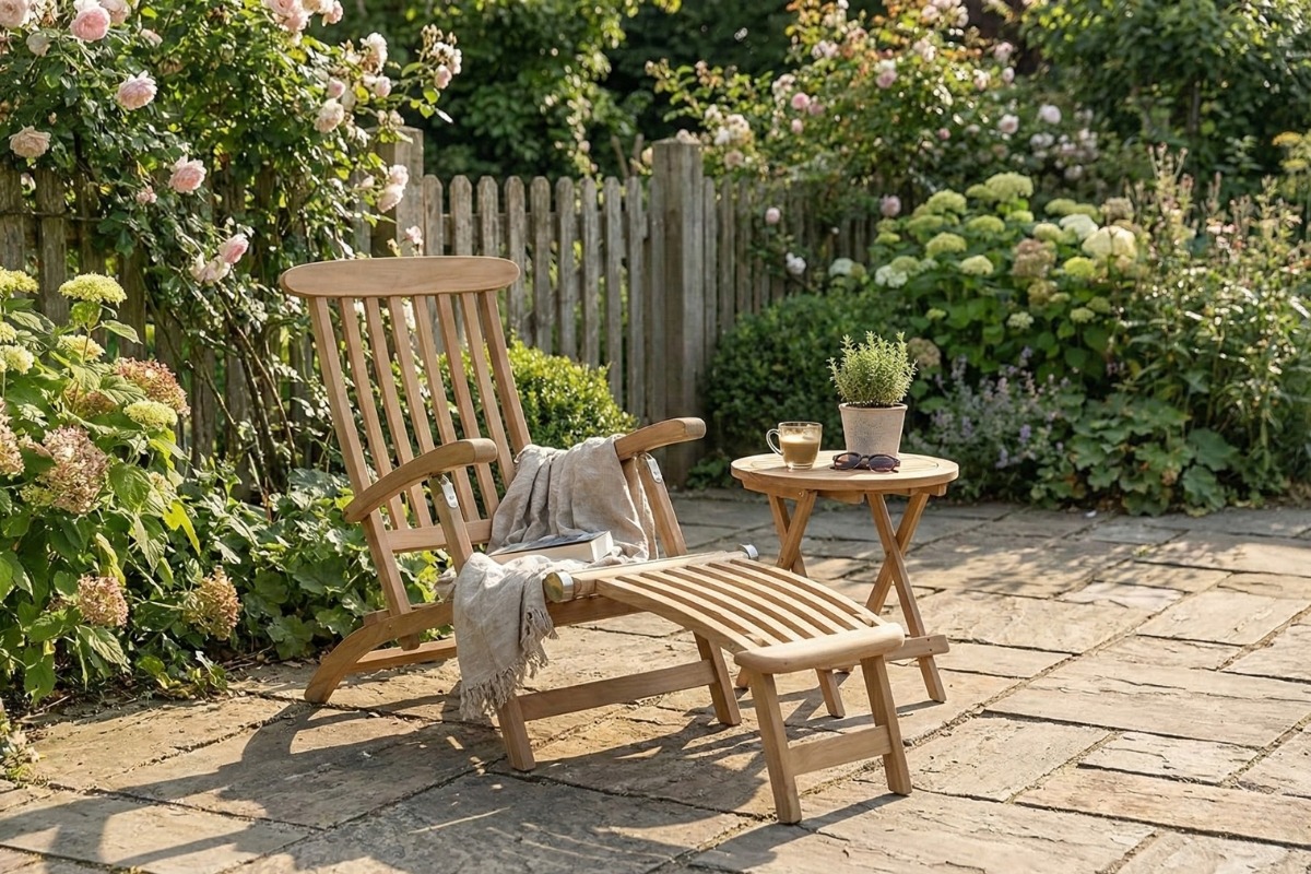 Deckchair zonder wielen met Rondo tafeltje | Geen Kussen - TK-DC-GW-RONDO-GN - Image 3