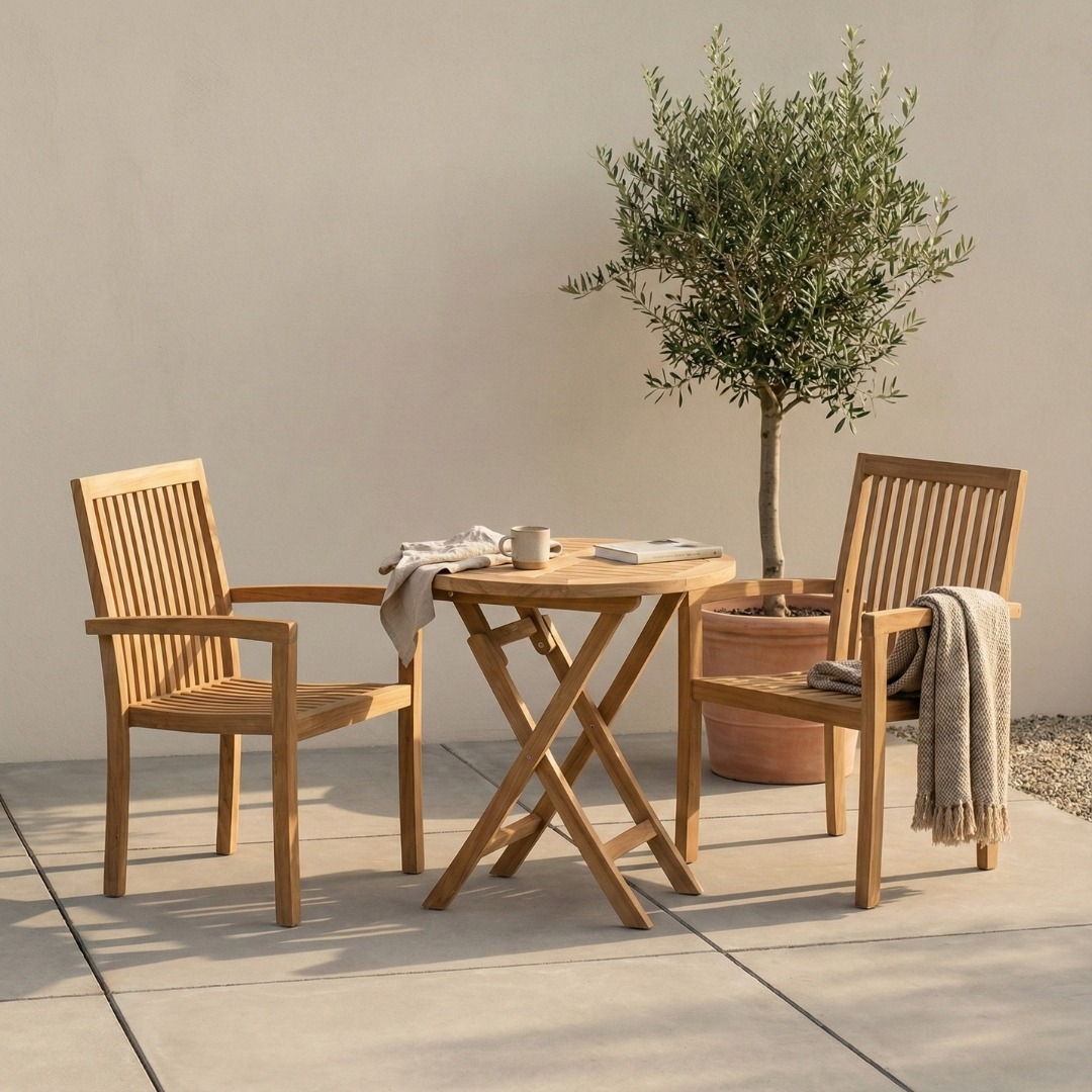 Pile sets van twee stoelen en een ronde inklapbare tuintafel - Image 3