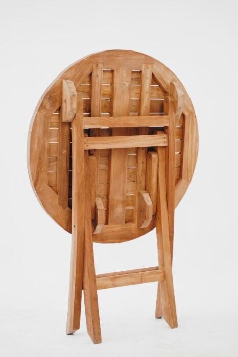 Teakea tuinset met 2 Pile stapelbare teakstoelen en ronde inklapbare tafel Ø70 cm – FSC teak set voor balkon of terras



 - view 4