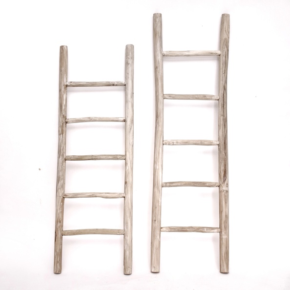 Houten decoratie ladder | White oiled | 50x5x150 - TK-DL-50x5x150-WHITE-OILED - Hover