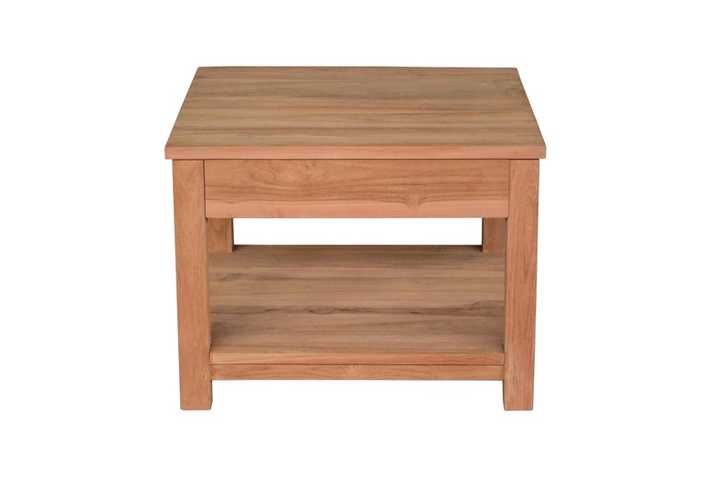 Teak salontafel met lade en onderblad | Vierkant | 50x50x45 - DEV-CT-1L-50-50-45 - view 4