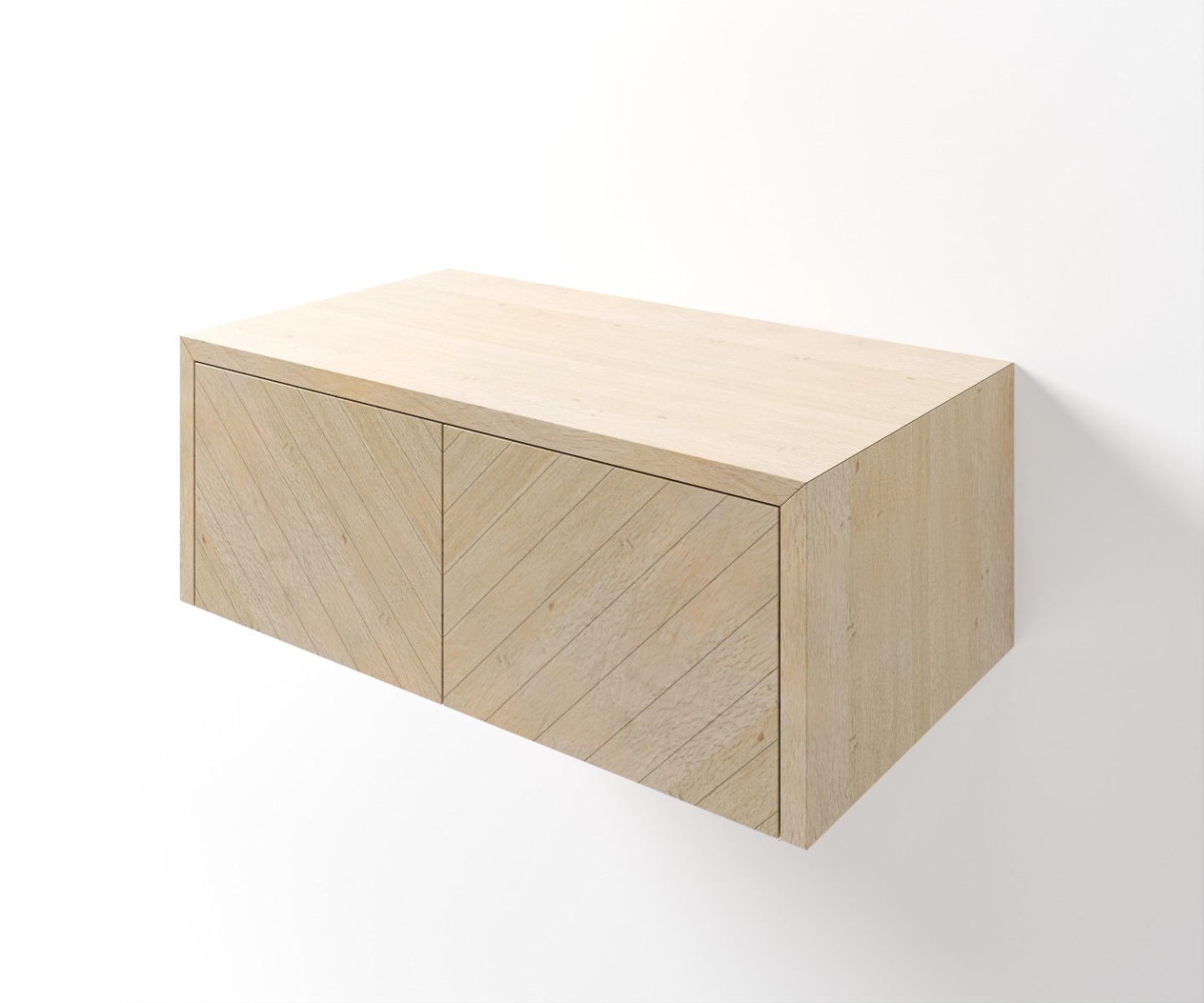 Baars Badmeubel Zwevend | Massief Eikenhout | Vissegraad Motief Ladenfront - Hover