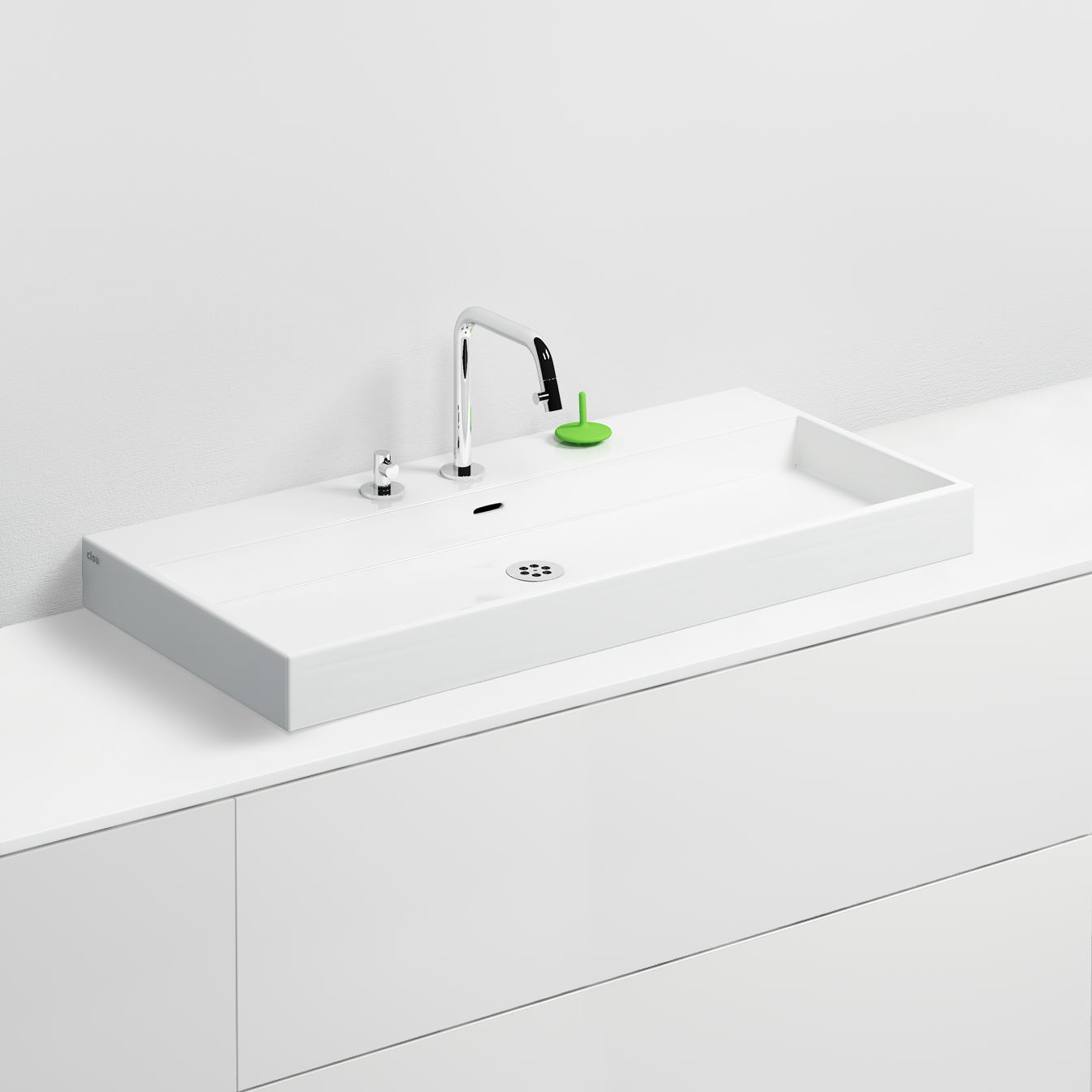 Wash Me wastafel 90cm, zonder plug, wit keramiek - alternate view