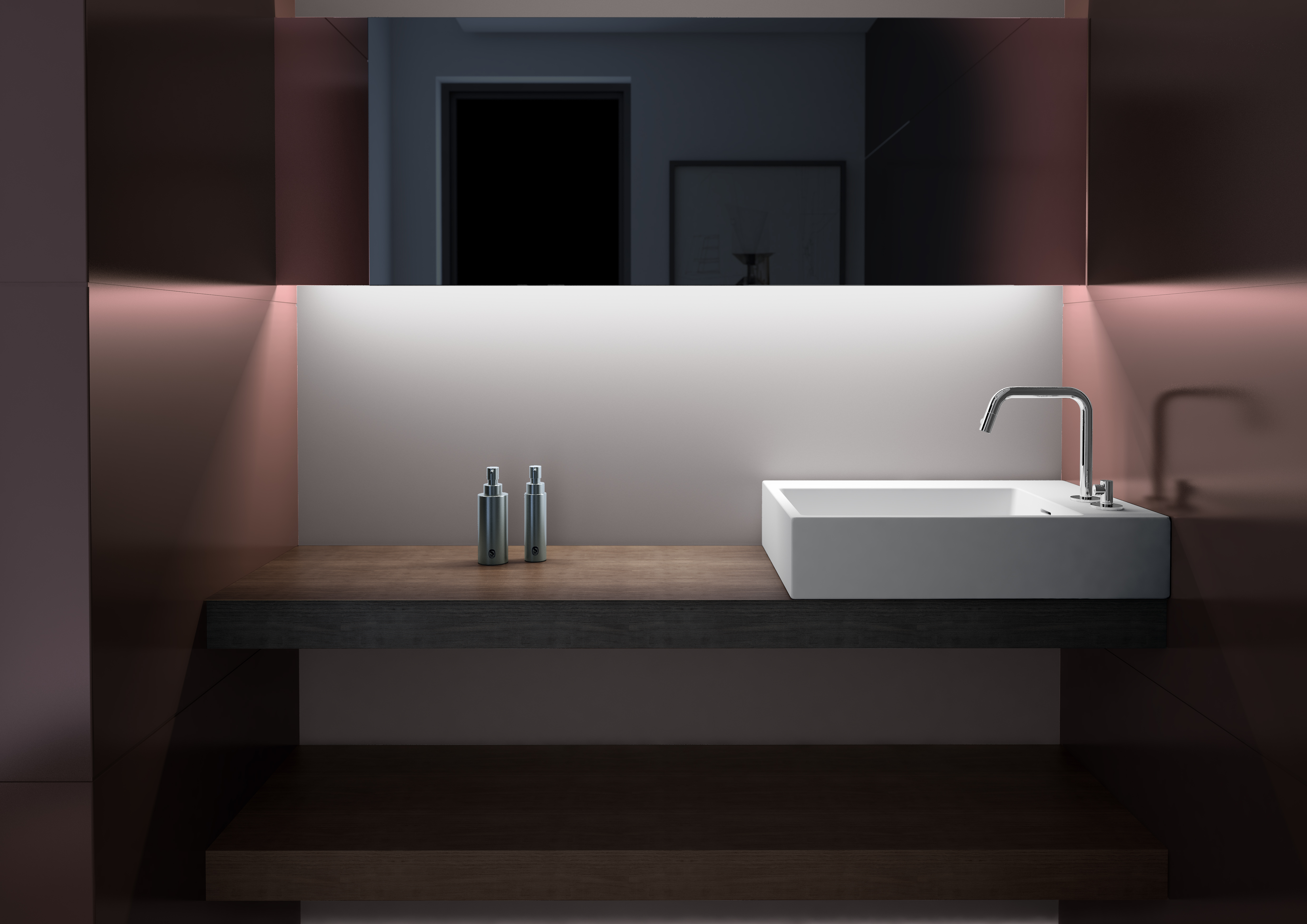 Flush wastafel 60cm, met 5 voorbewerkte kraangaten, aluite - view 4