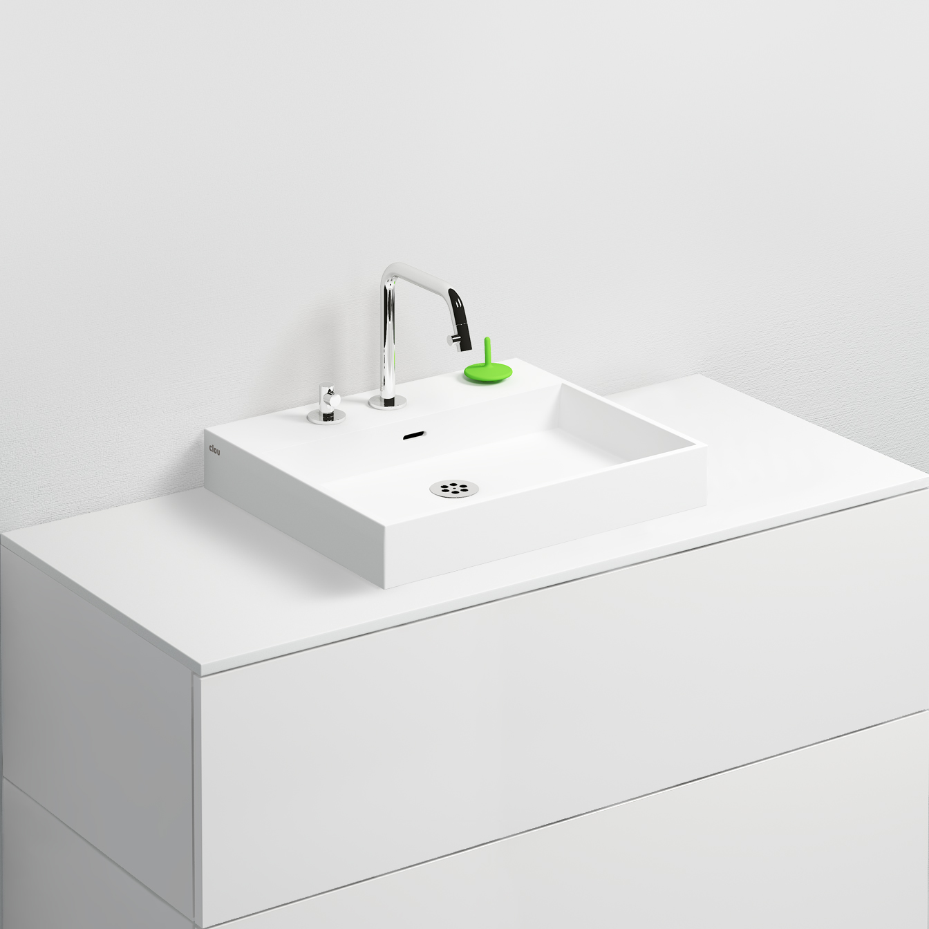 Wash Me wastafel 50cm, met 3 voorbewerkte kraangaten, aluite - view 4