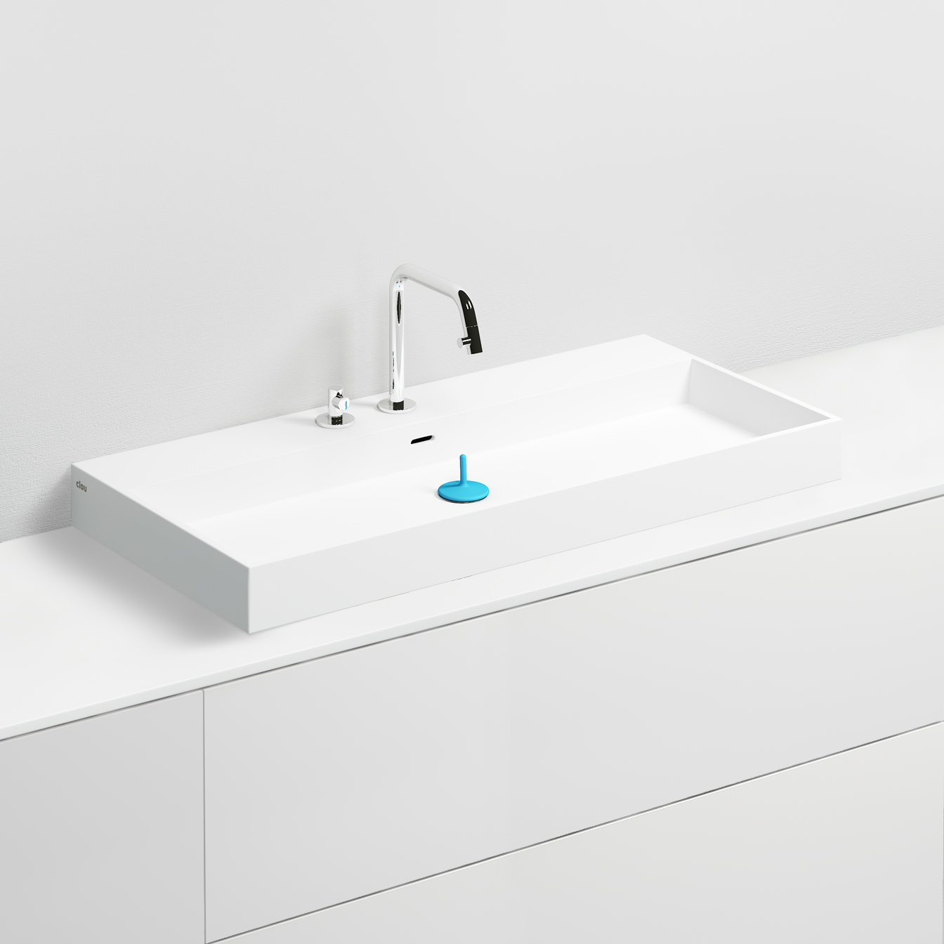 Wash Me wastafel 90cm, met 7 voorbewerkte kraangaten, aluite - alternate view