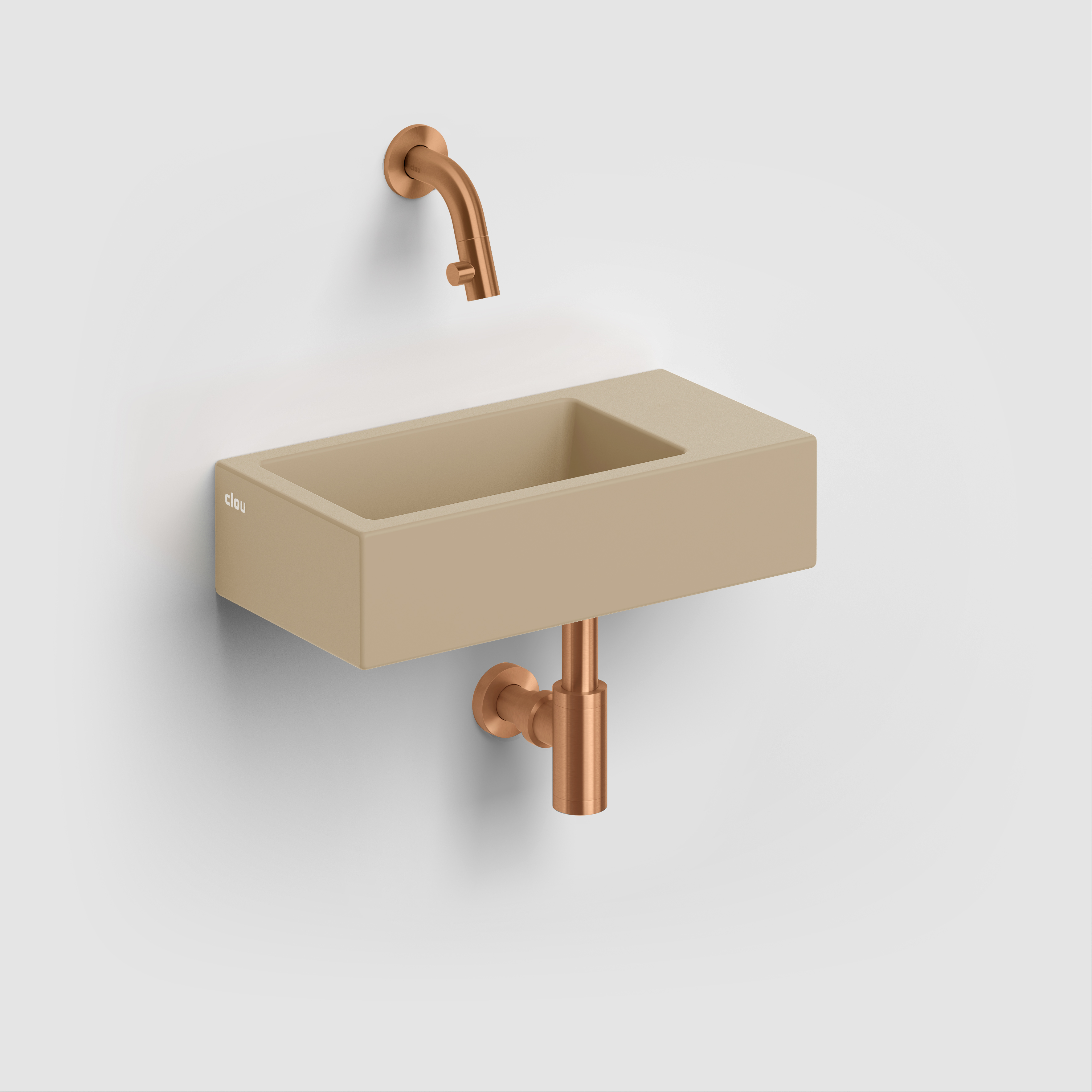 Flush 3 fontein 36cm, zonder kraangat rechts mat mosterd ker - alternate view