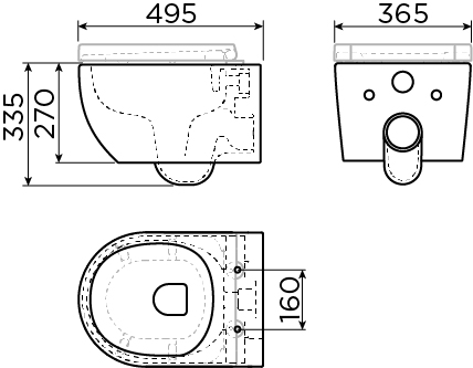 New Hammock randloos wandtoilet, 49cm, glanzend wit ker. - view 3