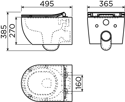 New Hammock toilet, 49cm, met dunne zitting, wit keramiek - view 3
