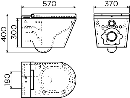 Clever douche-WC, met turbo flush, 57cm, met toiletzitting - alternate view