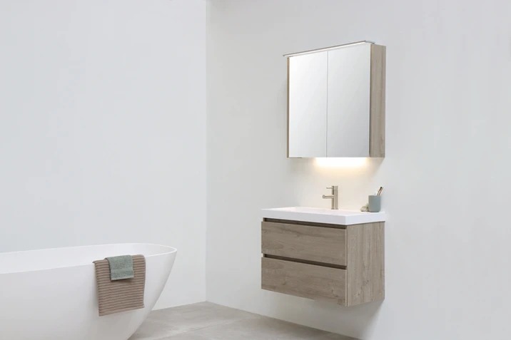 DOCK Wastafel in polystone van kwarts | 80 x 40 x 6 - Hover