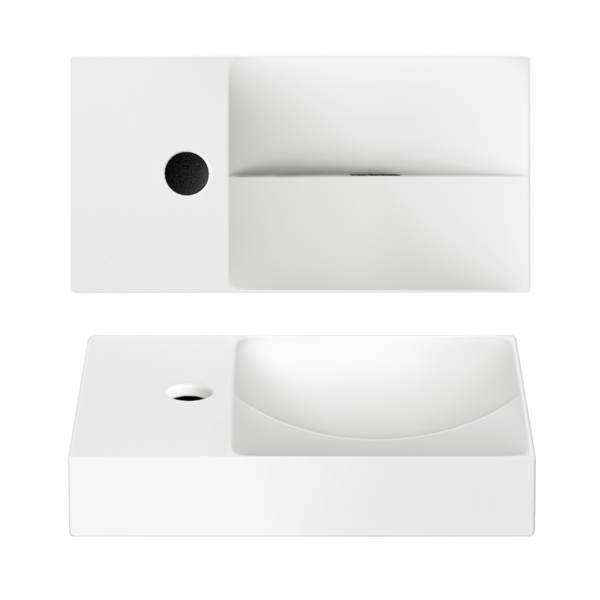 Clou - Vale Fontein Links 38cm, Met Kraangat, Mat Wit Keramiek - Hover
