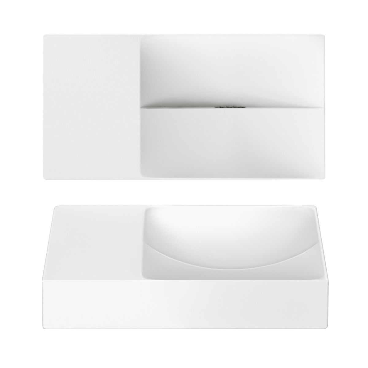 Clou - Vale Fontein Links 38cm, Zonder Kraangat, Mat Wit Keramiek - Hover