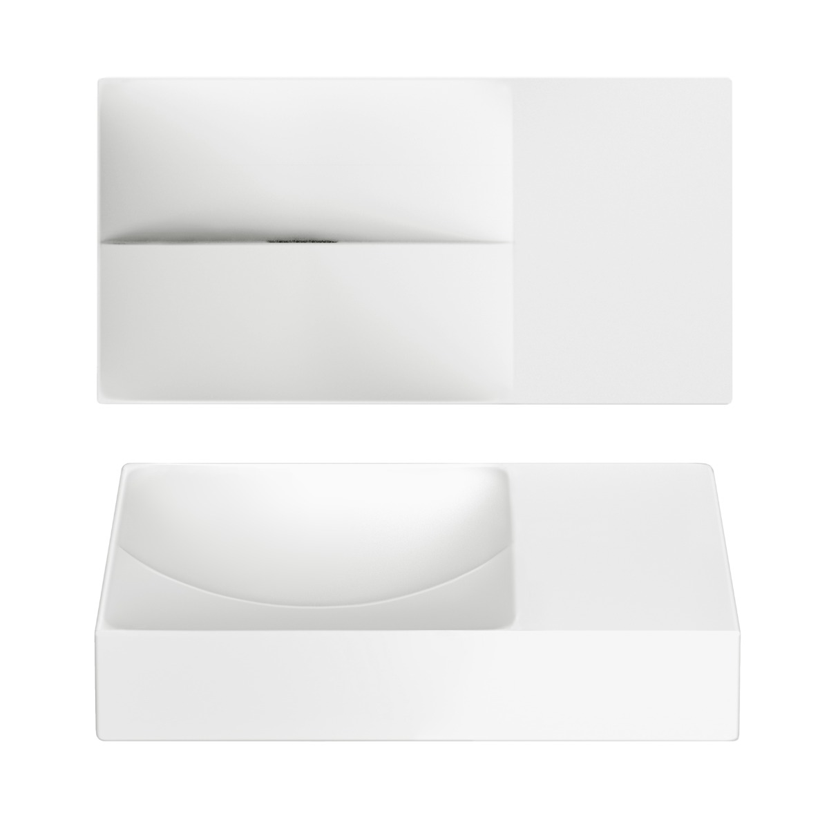 Clou - Vale Fontein Rechts 38cm, Zonder Kraangat, Mat Wit Keramiek - Hover