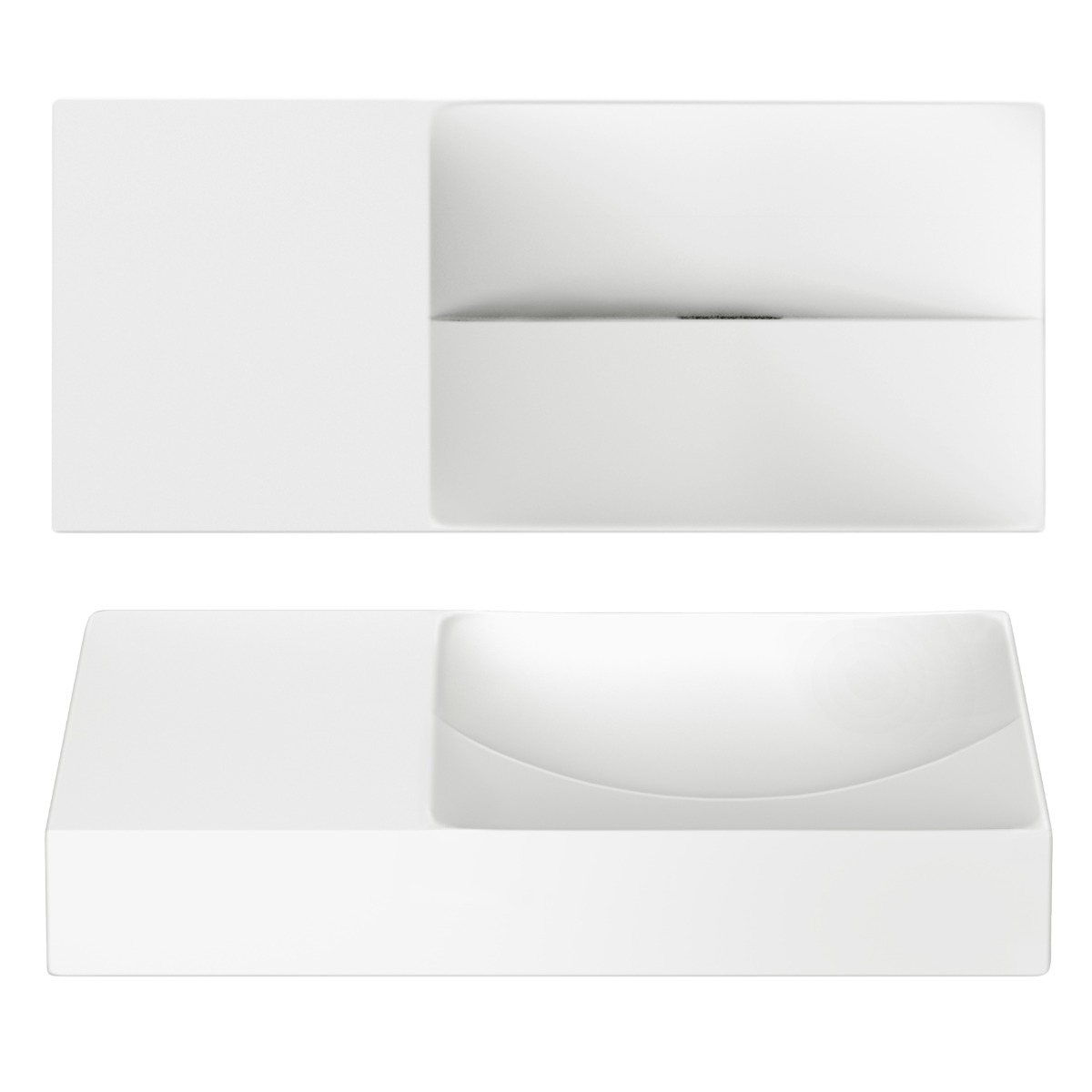 Clou - Vale Fontein Links 45cm, Zonder Kraangat, Mat Wit Keramiek - Hover