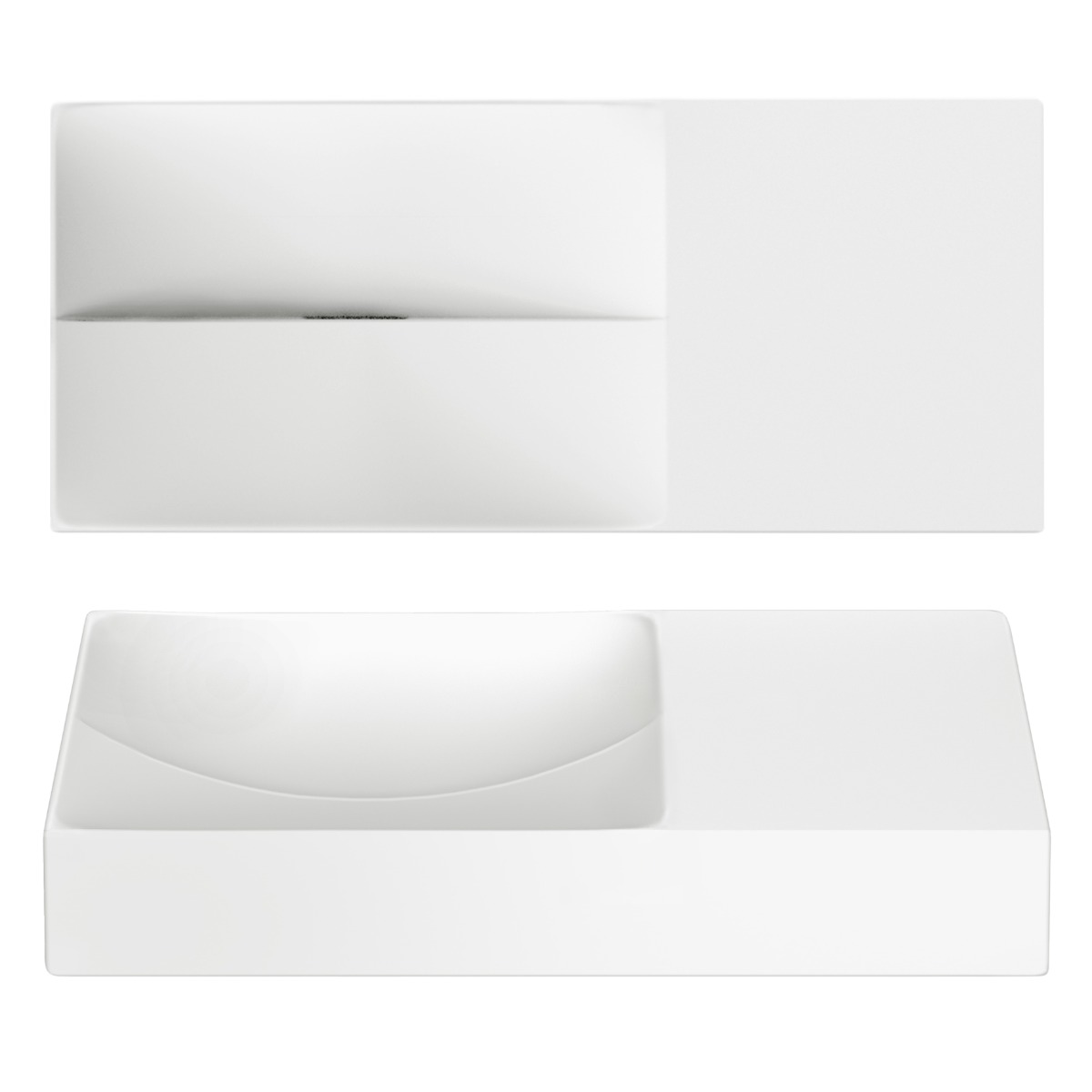 Clou - Vale Fontein Rechts 45cm, Zonder Kraangat, Mat Wit Keramiek - Hover