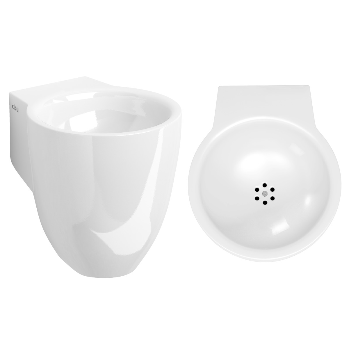 Clou - Flush Glanzend Wit Keramiek, Zonder Kraangat - Hover