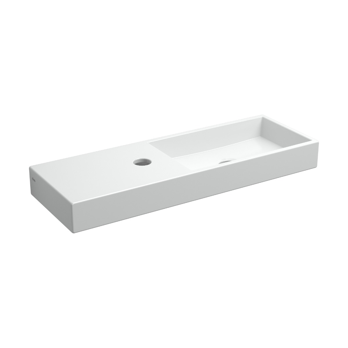 Clou - Mini Wash Met Fontein 56cm Met Kranenbank Links, Met Kraangat, Glanzend Wit Keramiek - Hover