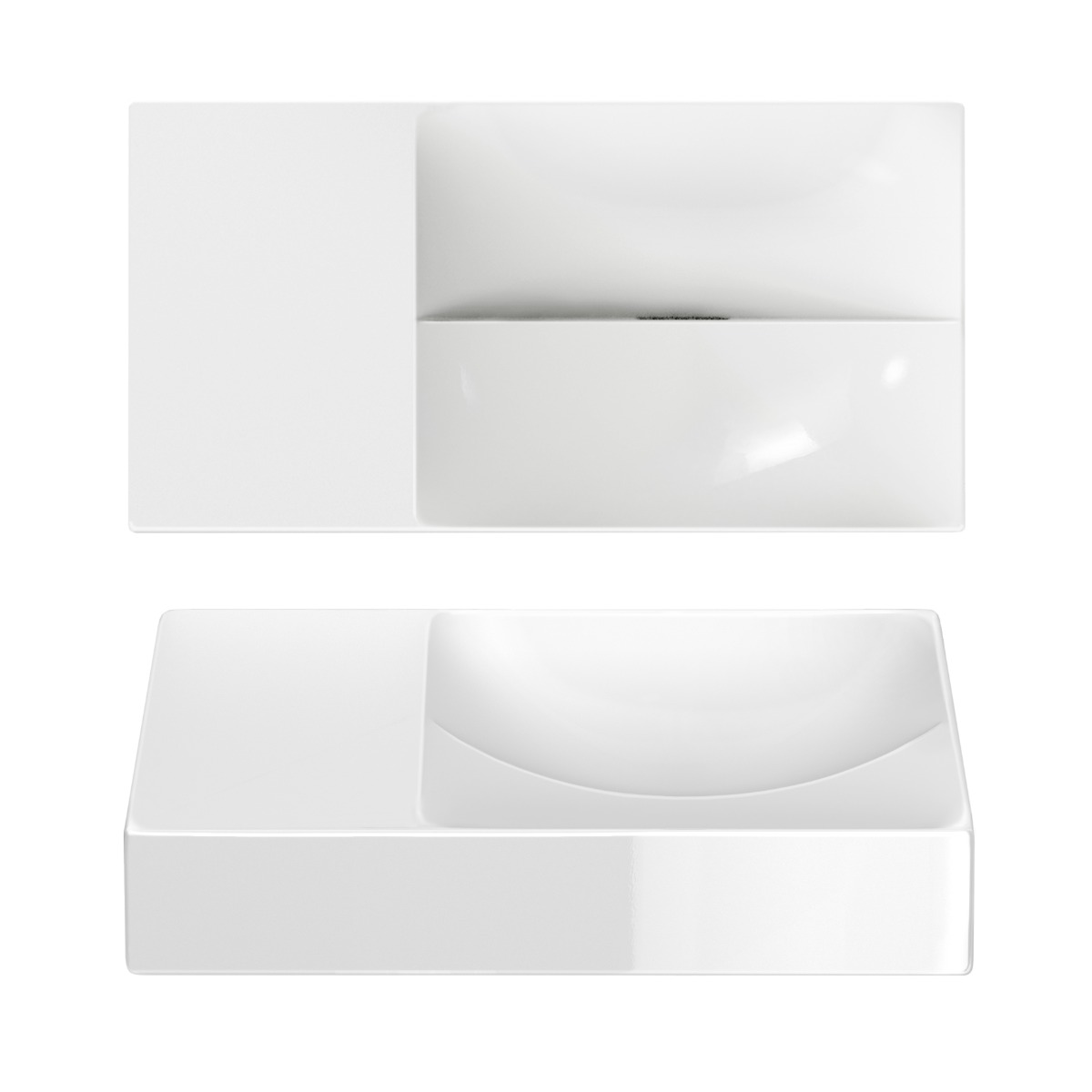 Clou - Vale Fontein Links 38cm, Zonder Kraangat, Glanzend Wit Keramiek - Hover
