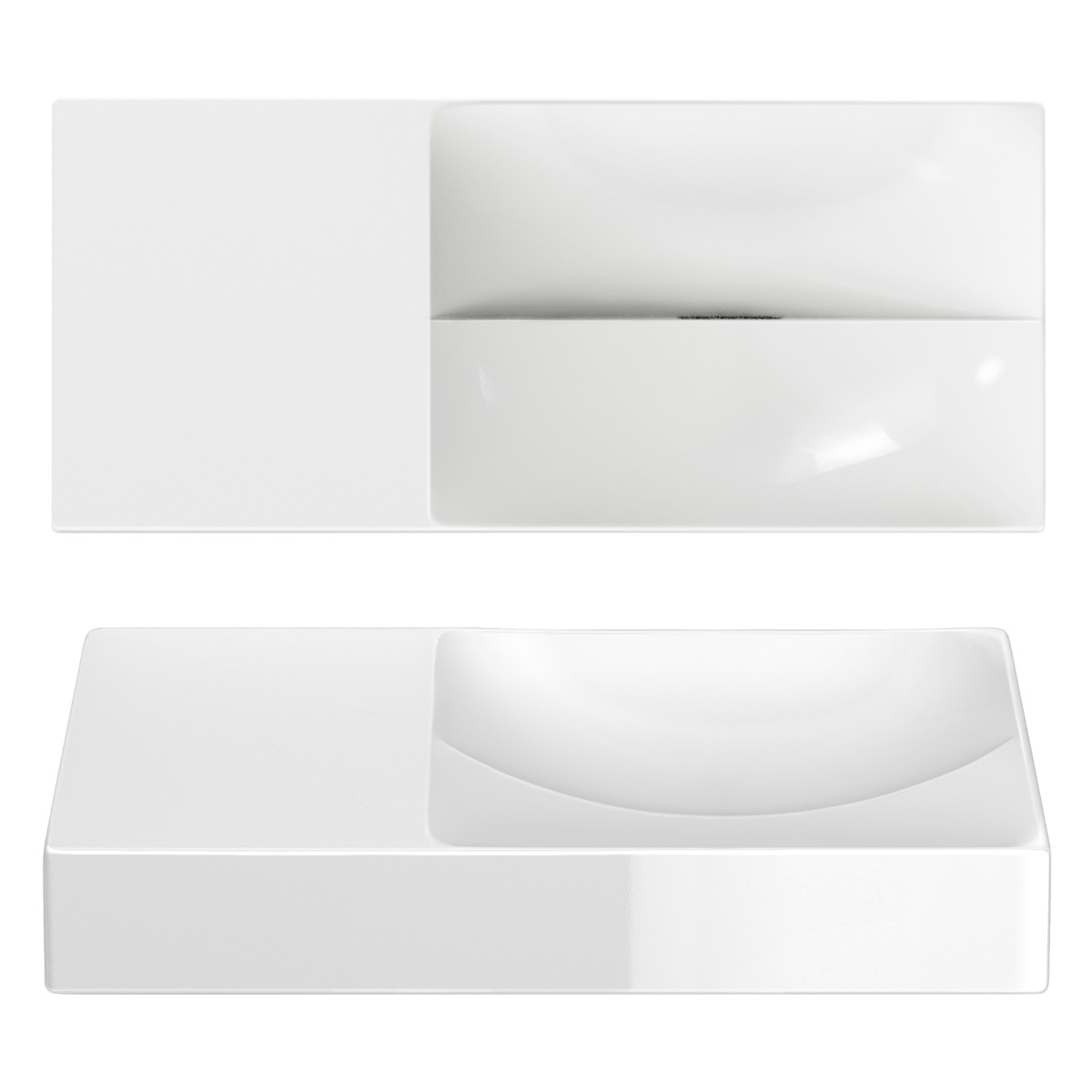 Clou - Vale Fontein Links 45cm, Zonder Kraangat, Glanzend Wit Keramiek - Hover