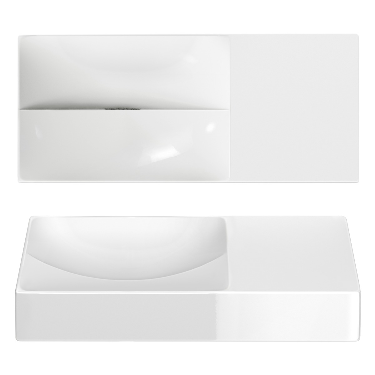 Clou - Vale Fontein Rechts 45cm, Zonder Kraangat, Glanzend Wit Keramiek - Hover
