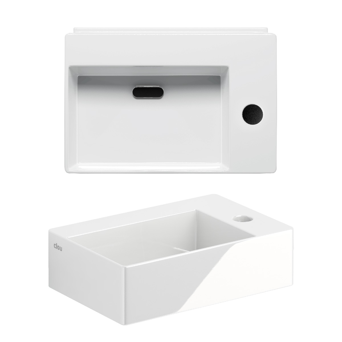 Clou - New Flush 2 Fontein, Met Afvoerplug, Met Kraangat, Glanzend Wit Keramiek - Hover