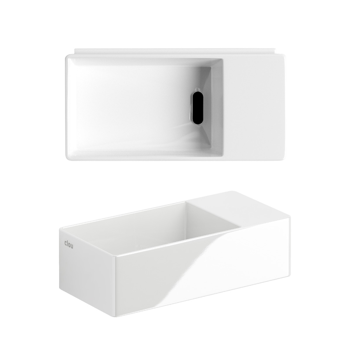 Clou - New Flush 3 Fontein Rechts, Met Afvoerplug, Zonder Kraangat, Glanzend Wit Keramiek - Hover