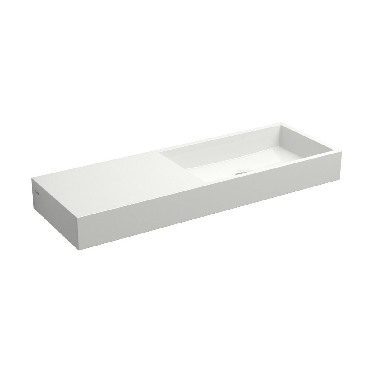 Clou - Mini Wash Me Fontein 56cm, Met Voorbewerkt Kraangat Links, Glanzend Wit Mineral Marmer - Hover