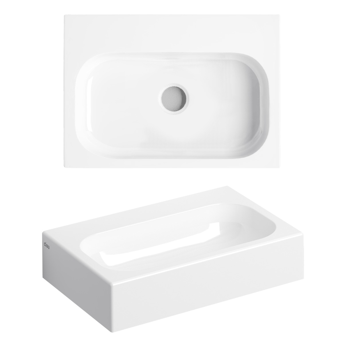 Clou - Mini Match Me Fontein, Met Voorbewerkt Kraangat, Glanzend Wit Mineral Marmer - Hover