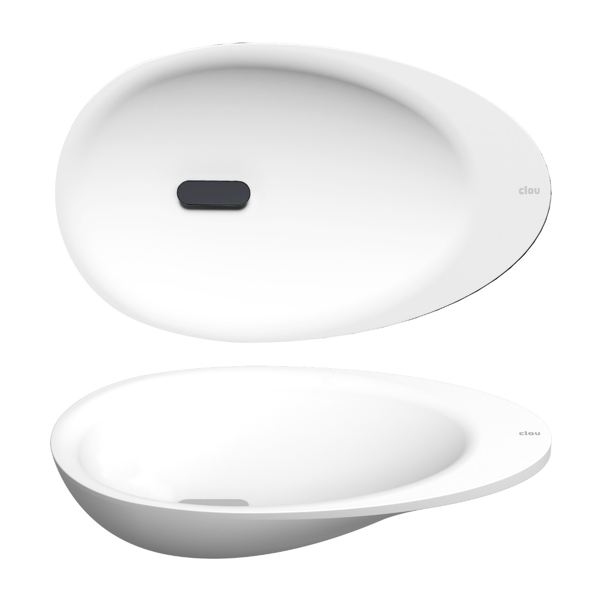 Clou - First Fonteinkom, Zonder Kranenbank, Met Afvoerplug In Chroom, Mat Wit Aluite - Hover