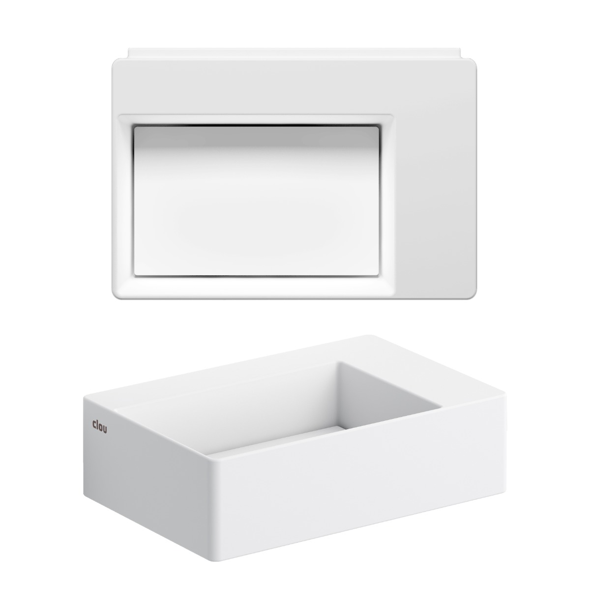 Clou - New Flush 2 Fontein, Met Afvoerplaat En Chromen Afvoerplug, Met Voorbewerkt Kraangat, Mat Wit Aluite - Hover