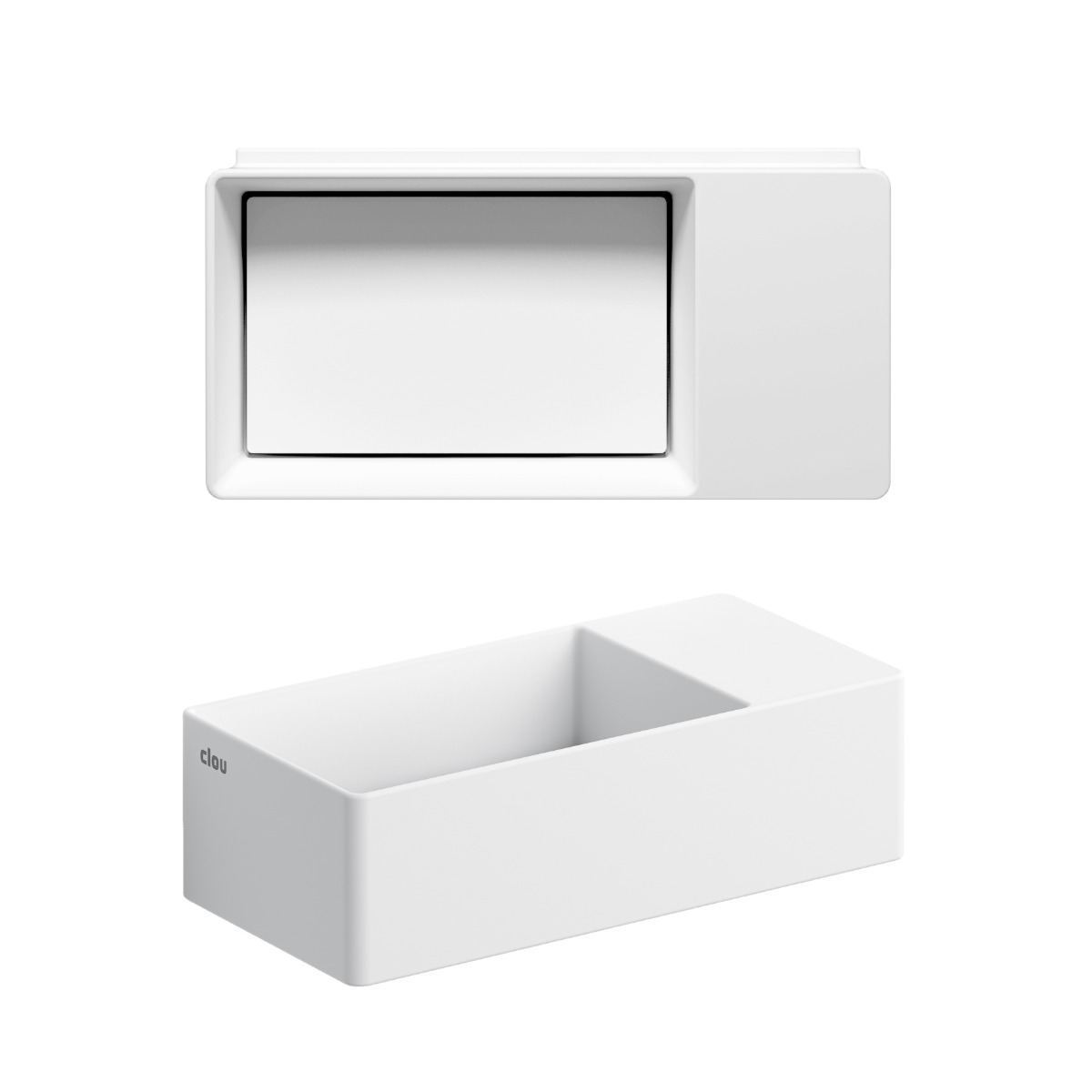 Clou - New Flush 3 Fontein Rechts, Met Afvoerplaat En Afvoerplug, Met Voorbewerkt Kraangat, Mat Wit Aluite - Hover