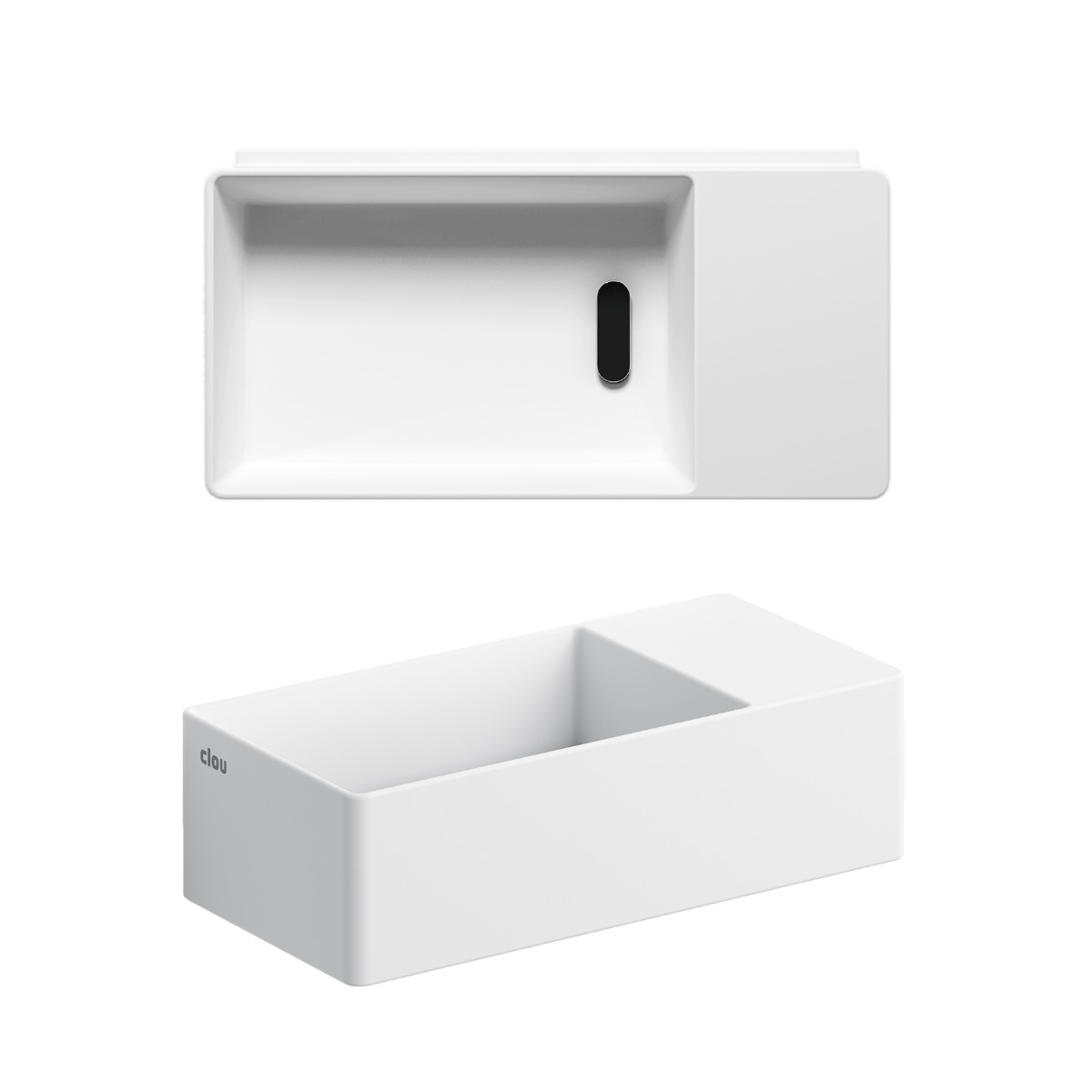 Clou - New Flush 3 Fontein Rechts, Met Afvoerplug, Met Voorbewerkt Kraangat, Mat Wit Aluite - Hover