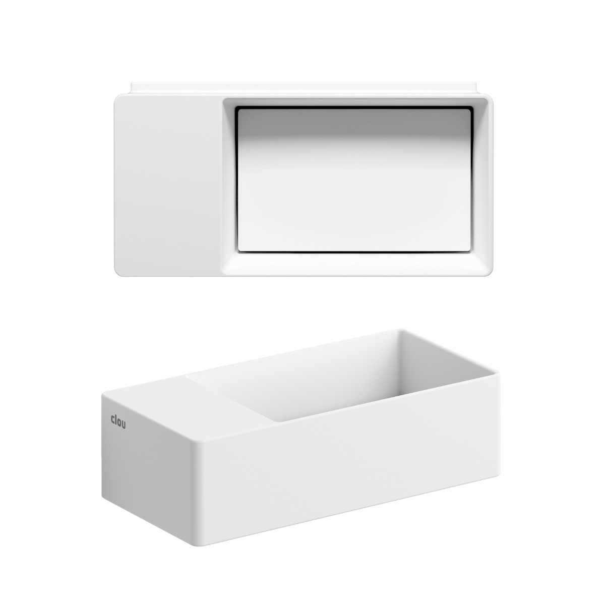 Clou - New Flush 3 Fontein Links, Met Afvoerplaat En Afvoerplug, Met Voorbewerkt Kraangat, Mat Wit Aluite - Hover