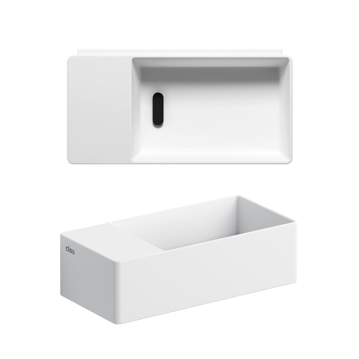 Clou - New Flush 3 Fontein Links, Met Voorbewerkt Kraangat En Afvoerset, Mat Wit Aluite - Hover