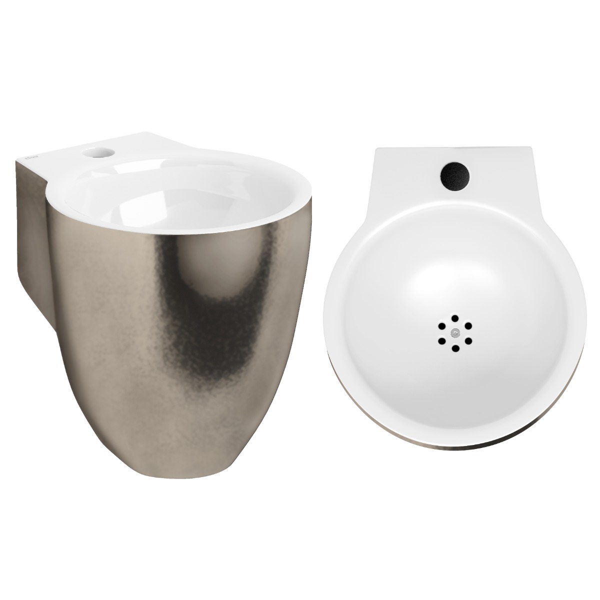Clou - Flush Glanzend Platina/wit Keramiek, Met Kraangat - Hover