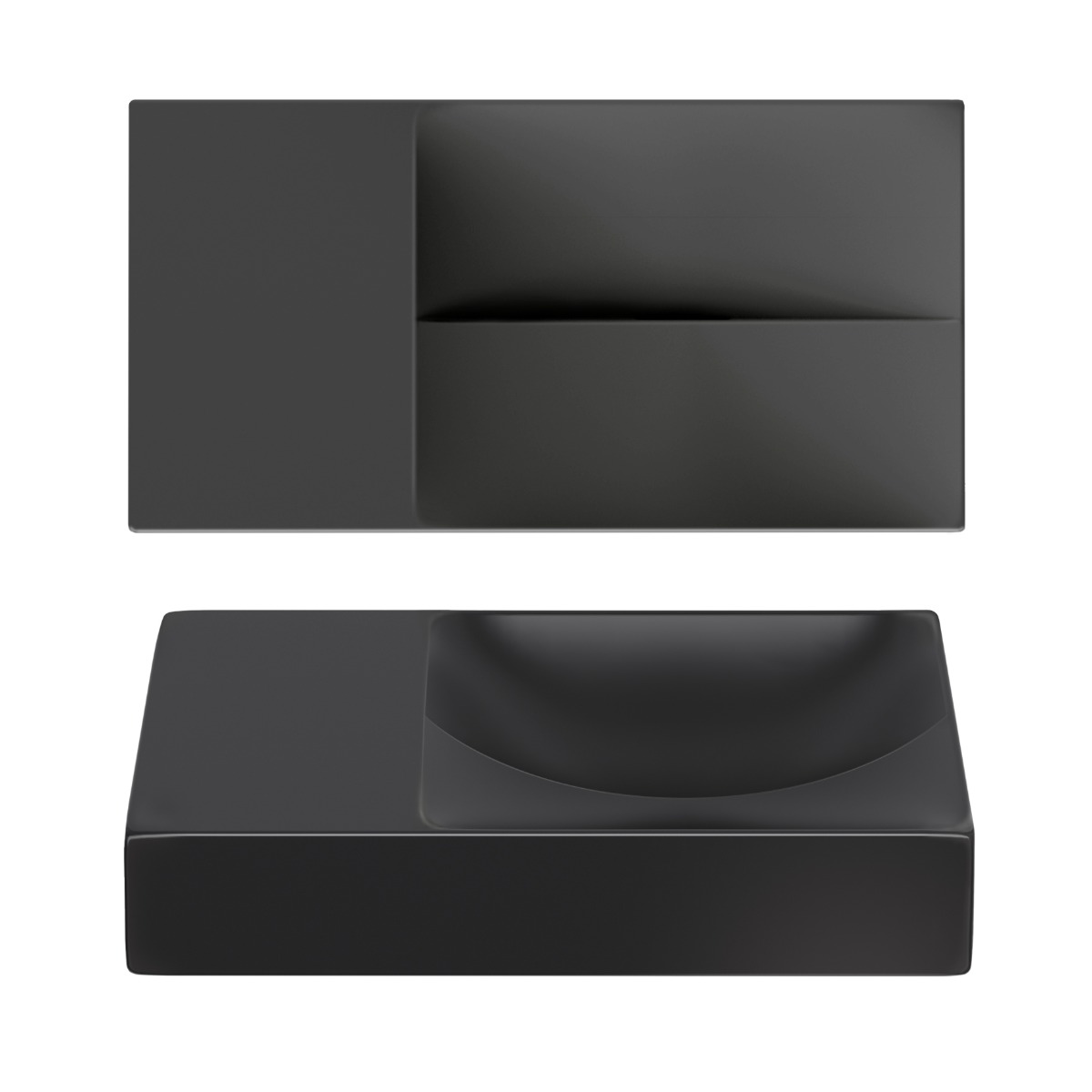 Clou - Vale Fontein Links 38cm, Zonder Kraangat, Mat Zwart Keramiek - Hover