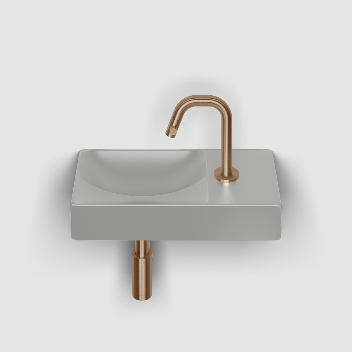 Clou - Vale Fontein Rechts 38cm, Met Kraangat, Mat Grijs Keramiek - Hover