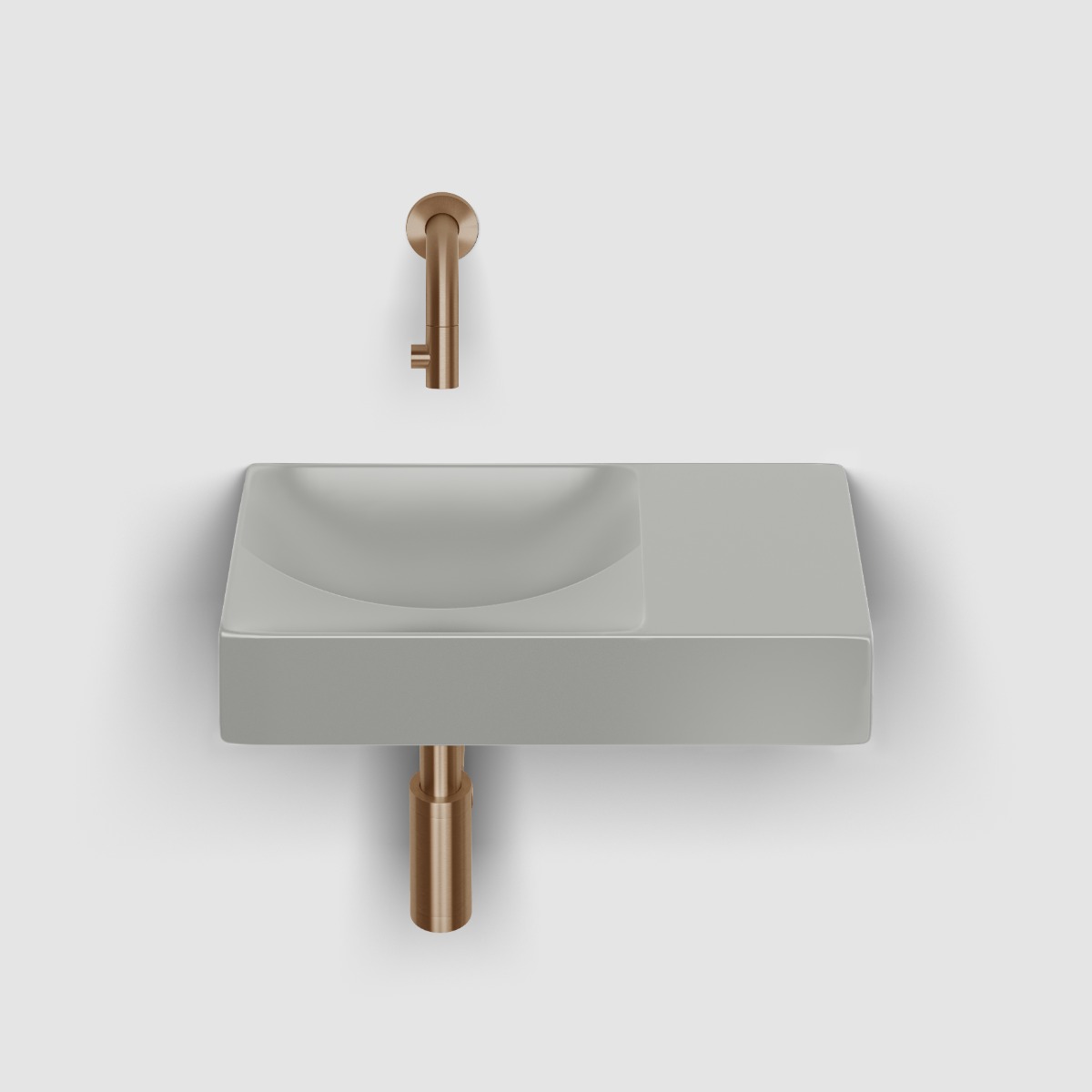 Clou - Vale Fontein Rechts 38cm, Zonder Kraangat, Mat Grijs Keramiek - Hover