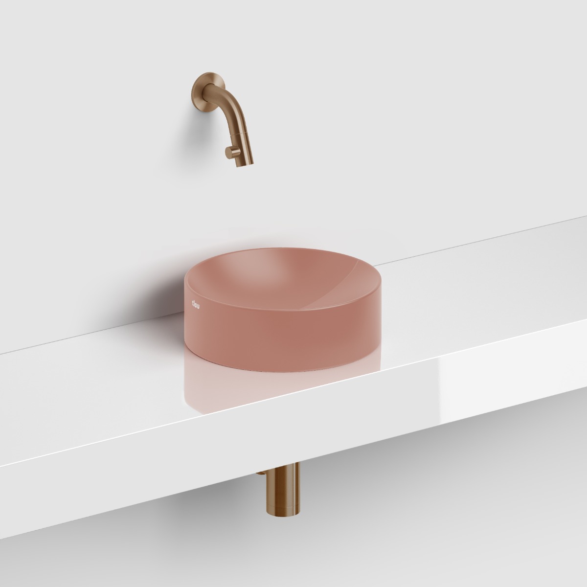 Clou - Vale Fontein Rond Ø22cm, Mat Roze Keramiek - Hover