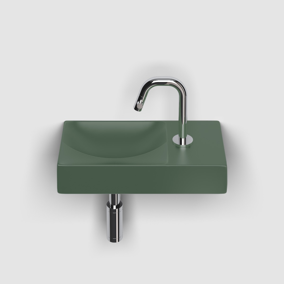 Clou - Vale Fontein Rechts 38cm, Met Kraangat, Mat Pijnboom Groen Keramiek - Hover
