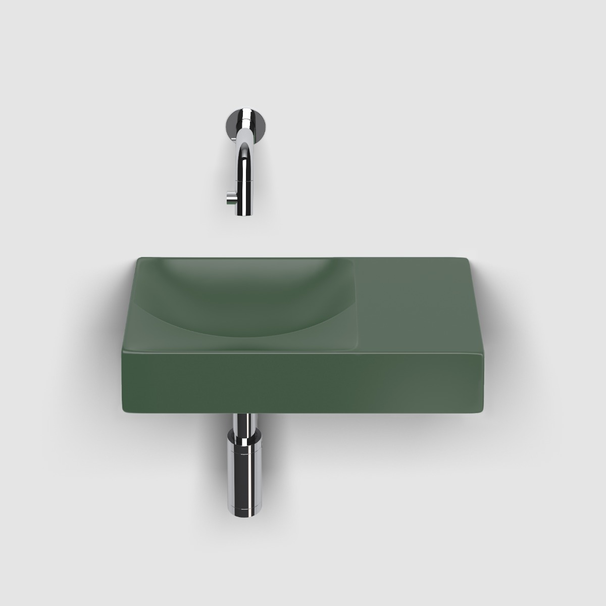 Clou - Vale Fontein Rechts 38cm, Zonder Kraangat, Mat Pijnboom Groen Keramiek - Hover