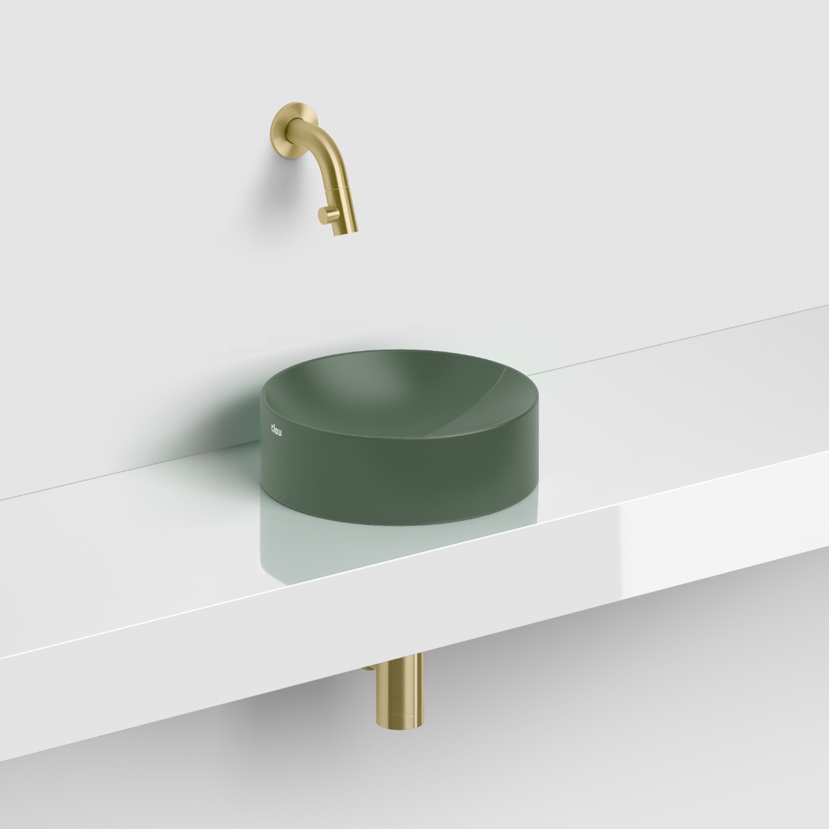 Clou - Vale Fontein Rond Ø22cm, Mat Pijnboom Groen Keramiek - Hover