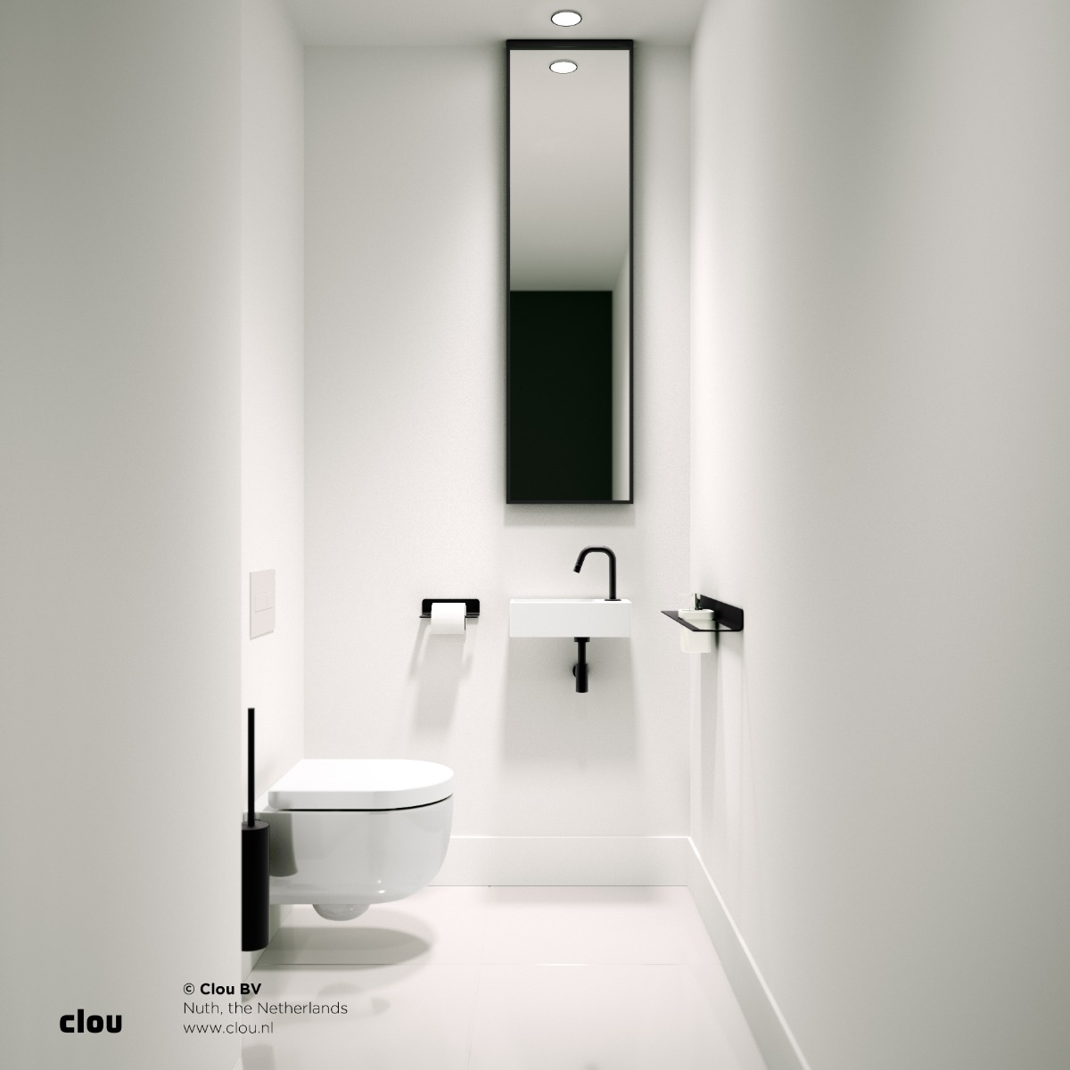 Clou - Hammock Randloze Wandtoilet 49cm, Met Zitting Met Deksel, Glanzend Wit - Hover