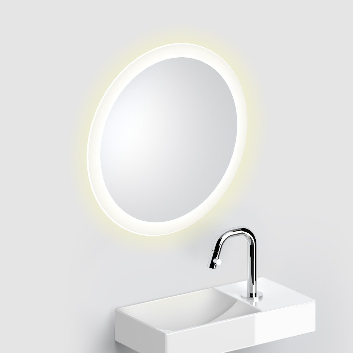 Clou - Look At Me Spiegel 40cm, Wit, Met Satijnrand En Led-verlichting, Met Ophangsysteem - Hover