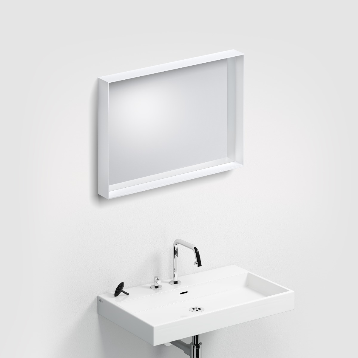 Clou - Look At Me Mat Wit, 70cm, Met Ophangsysteem, Met Glazen Inleg Planchet - Hover