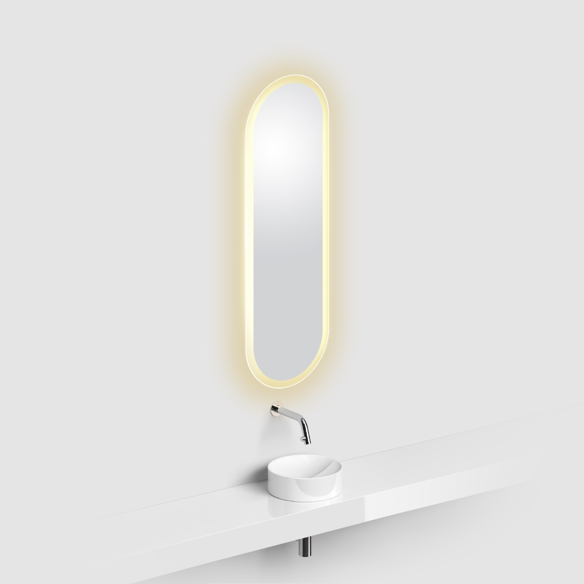Clou - Look At Me Ovale Spiegel, Met 2700k Led-verlichting, Ip44, Satijnrand - Hover
